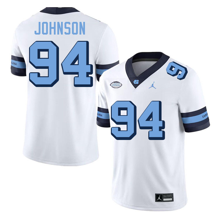 #94 Isaiah Johnson North Carolina Tar Heels Jerseys,Apparels,Uniforms Stitched-Throwback White
